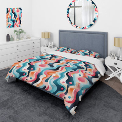 Literie en V rose et bleu Mid-Century
