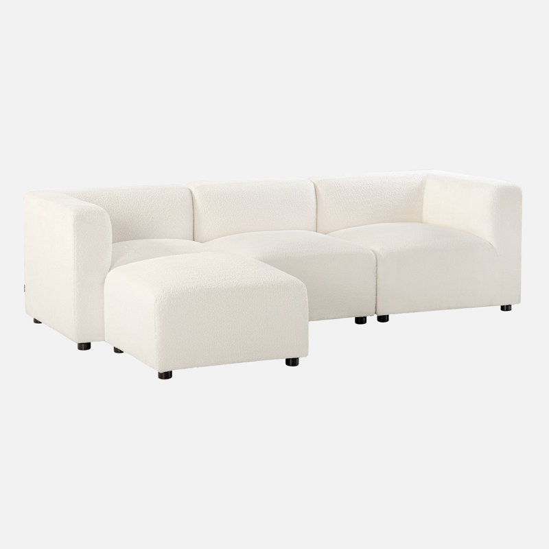 Luca 4 - Piece Upholstered Sectional, White Polyester