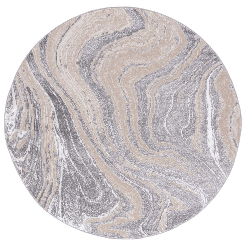 Alohi 211 Area Rug In Beige / Gray, Round 6'7"