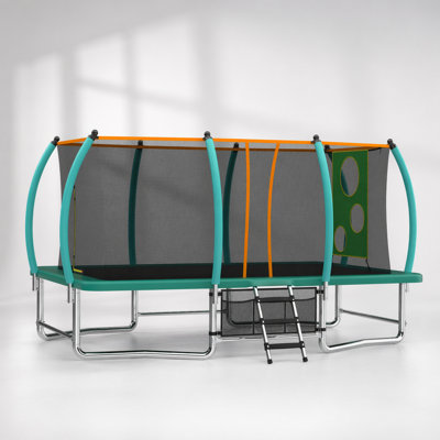 8X14FT Outdoor Rectangular Trampoline with Safety Enclosure, Ideal for Kids and Adults, Durable and Stable Design
