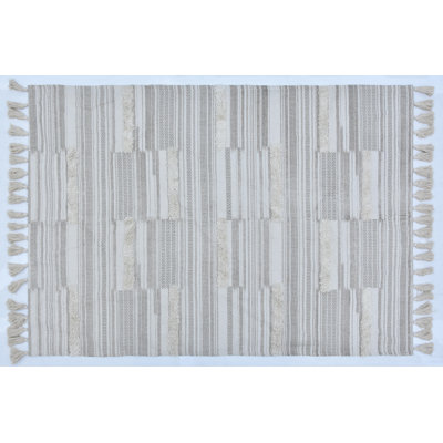 Tapis gris tissé à la main et à plat