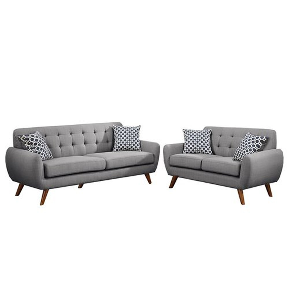 Corrigan Studio® Ash Black Polyfiber Sofa And Loveseat 2Pc Sofa Set Living Room Furniture