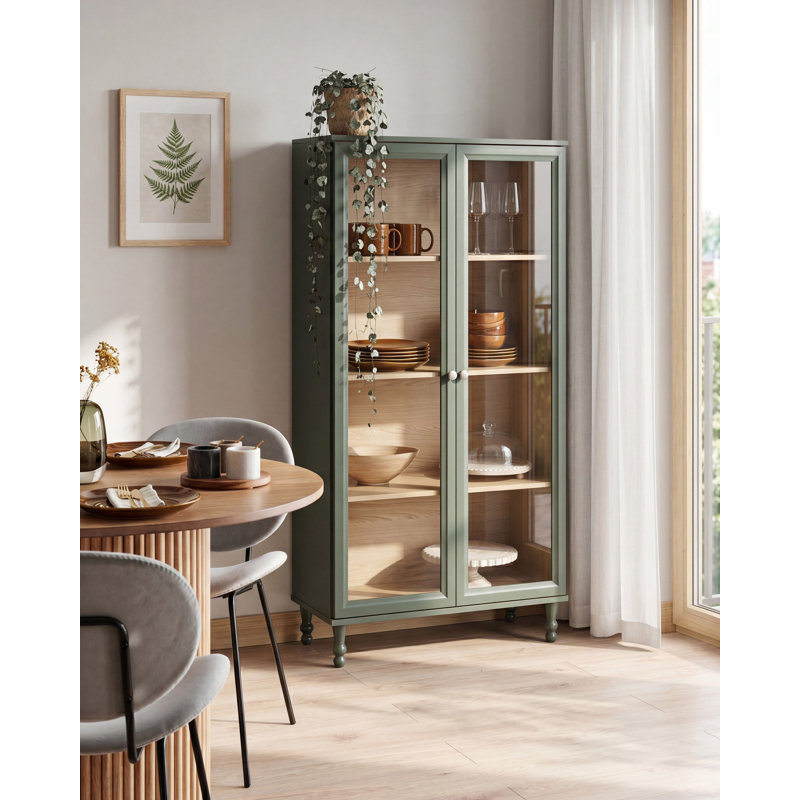 Glass Display Cabinet TINGLEDALE 80 cm Green