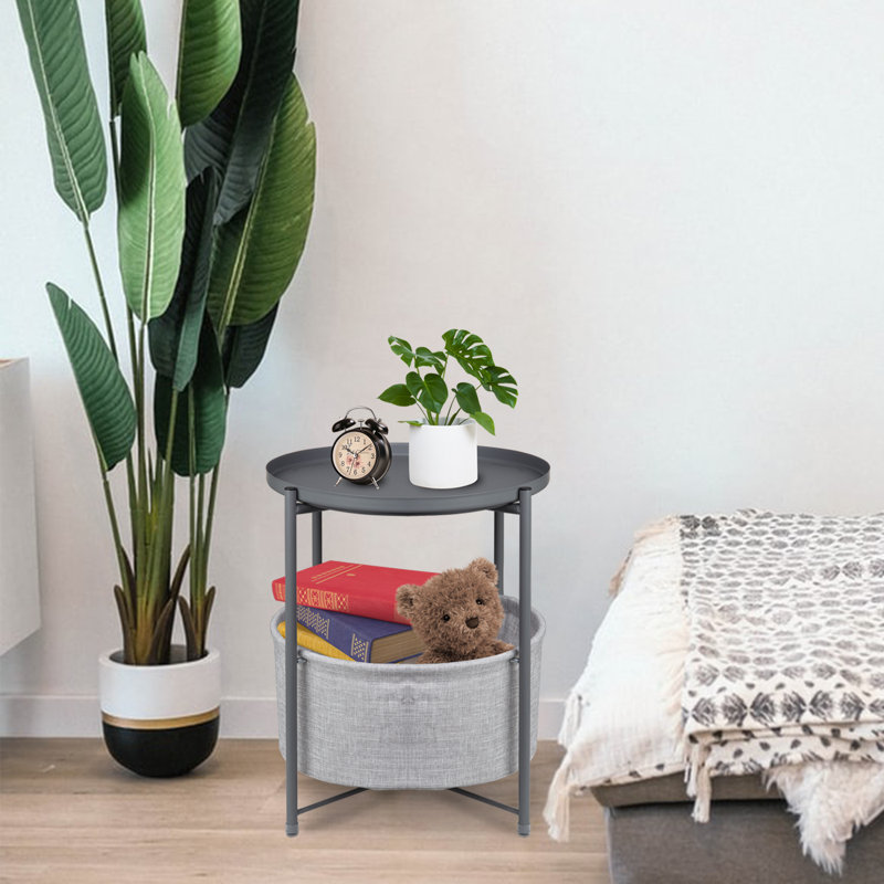 Serik Iron Tray Top End Table, Grey