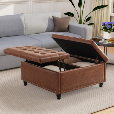 Delmontez 35.5'' Upholstered Storage Square Ottoman