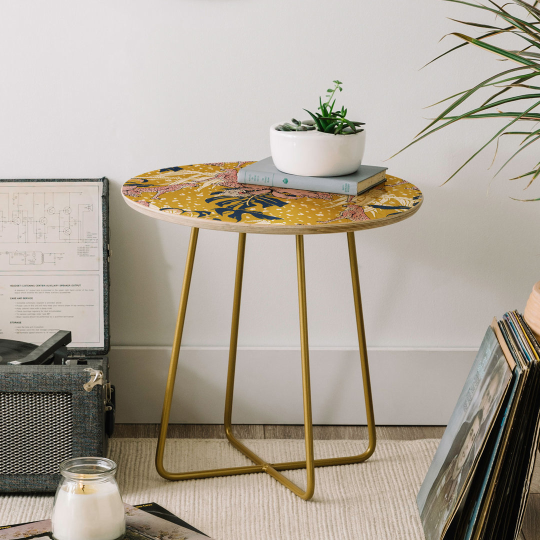 Solid Wood Top End Table Everly Quinn