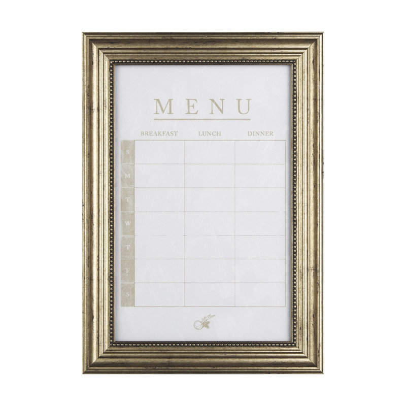 Imprimé texturé encadré à la main, menu II, 15.5L x 0.8W x 21.5H, Menu I, Doré
