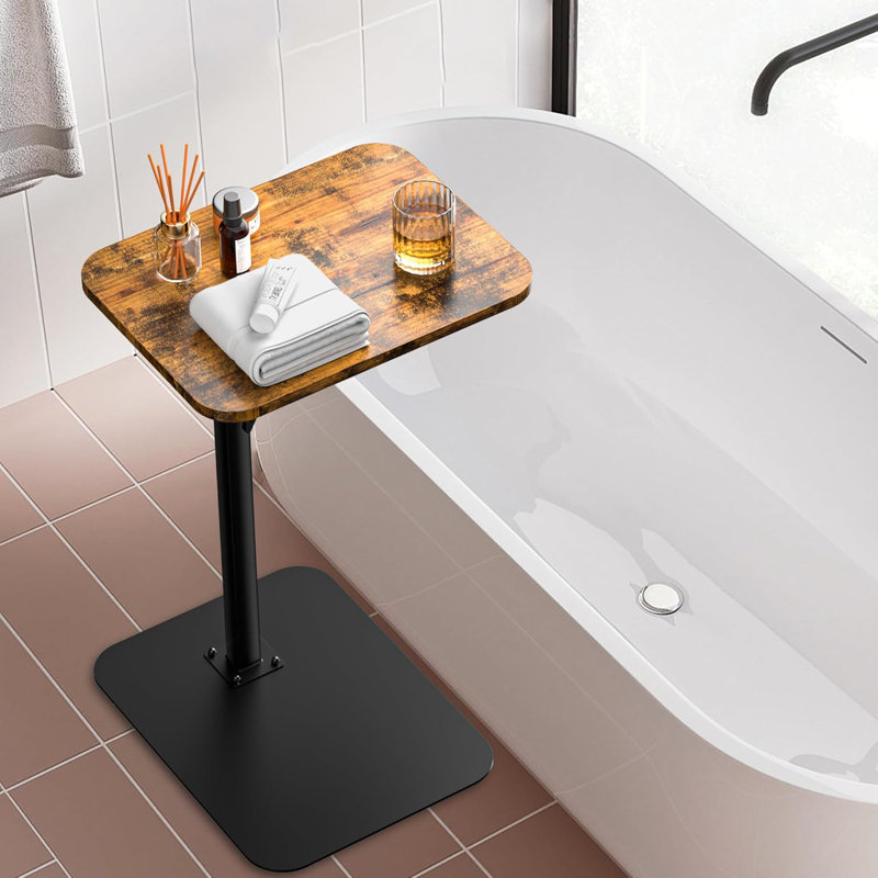 Table d'appoint pivotante robuste pour canapé avec hauteur réglable - Base en métal robuste Table de bout en forme de C pour le salon, la chambre à coucher, la salle de bain - Plateau de canapé polyvalent pour manger, ordinateur portable, collations