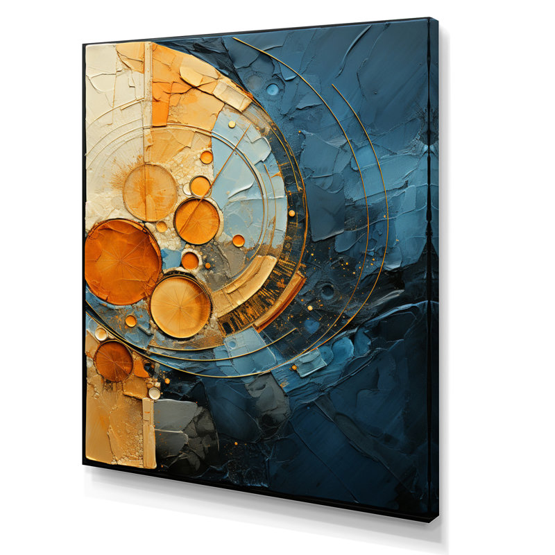 «Nehamiah Gold Teal Abstract Spirals I», reproduction sur toile, H 20 po x l 12 po x P 1 po