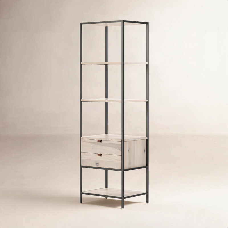 Trey Aasmin Bookshelf - Black Wash Poplar, Dove Poplar