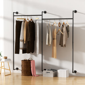 Williston Forge Adein 80.4'' Metal Wall Mounted Clothes Rack | Wayfair