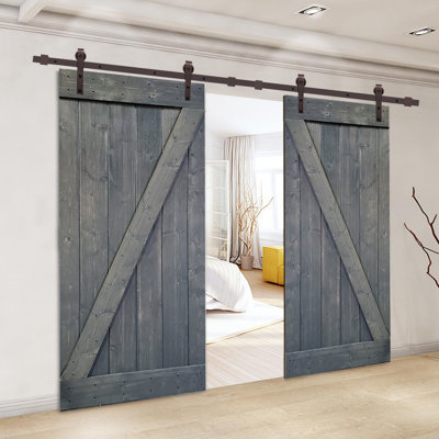 84'' Solid Wood Paneled without Installation Hardware Kit Barn Door