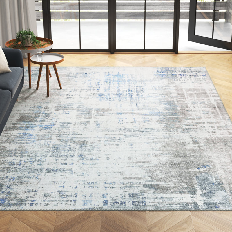 Tapis Pomonok London Elements, Rectangle 5 pi x 7 pi 6 po, Bleu