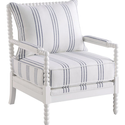 Navy And White Accent Chair - Spindle Back Posts For A Stylish Look Traditional Chair, Adds Classic Appeal To Living Space