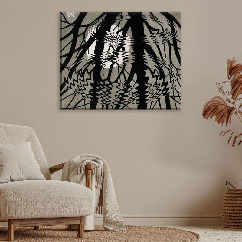 Toile tendue Rippled Surface par M.C.Escher, H 28 po x l 40 po
