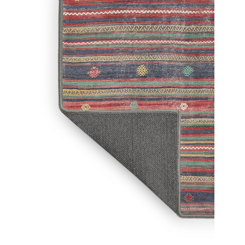 Tapis contemporain gris / rouge / olive, Rectangle de 3 pi x 5 pi