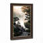 Art mural en bois, pont arqué en bois sur lac brumeux dans un jardin japonais-621925610