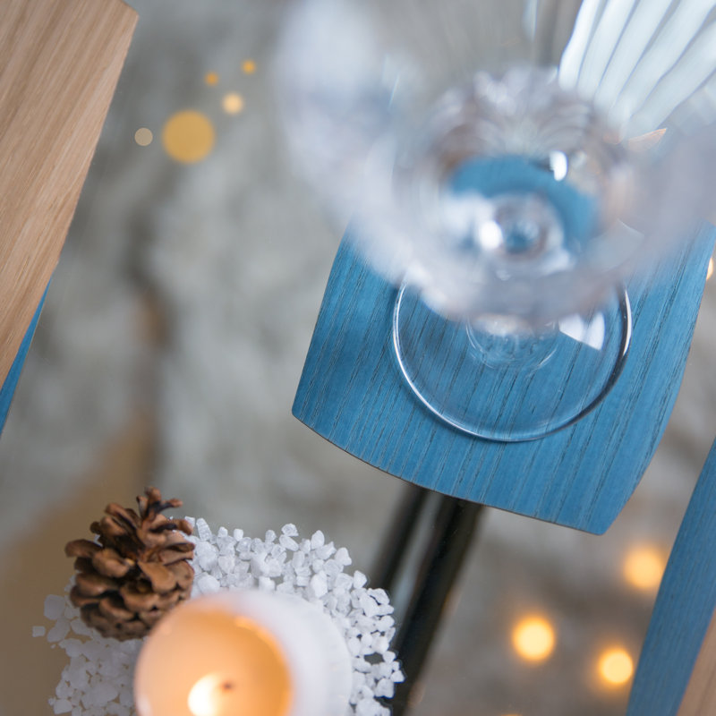 Portofino Wood 1 Piece Coaster, Light Blue