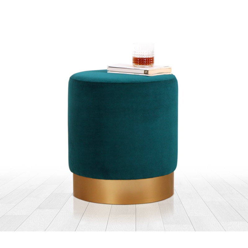 Aisah 40Cm Wide Round Pouffe Ottoman, Teal