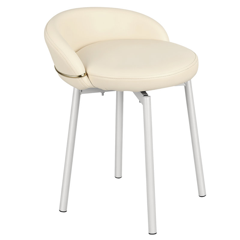 Fauteuil de coiffeuse avec pieds en métal doré, dossier unique, base stable, coiffeuse moderne pour chambre de maquillage, assemblage facile, tabouret de maquillage sans accoudoirs pour la décoration de bureau personnel