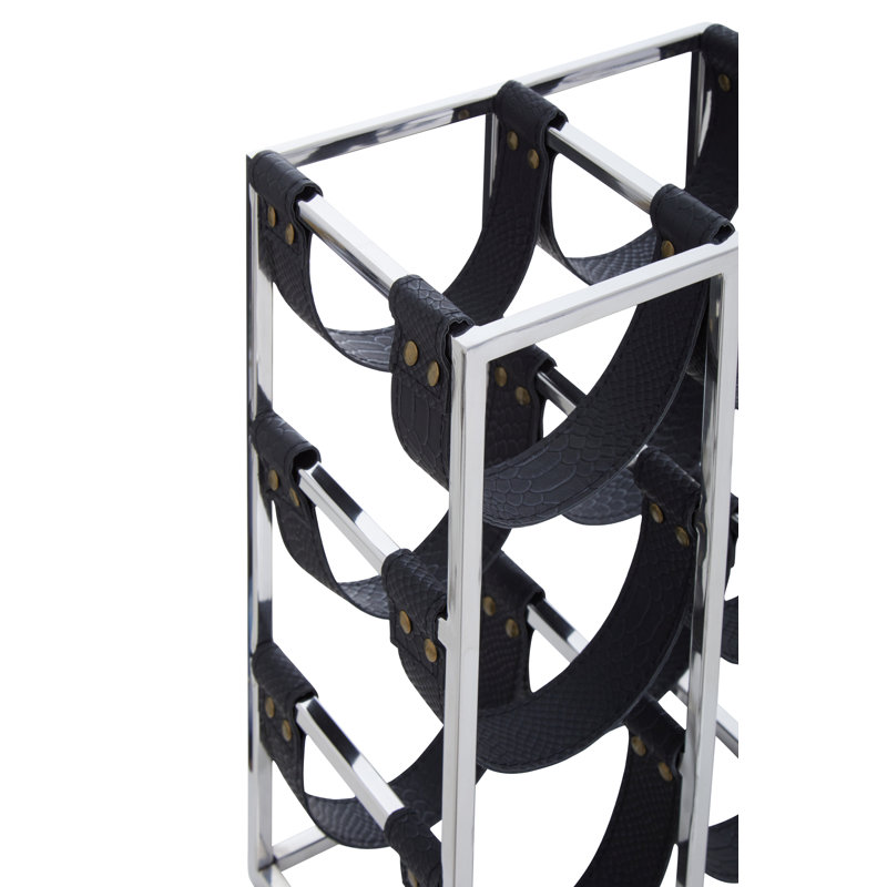 Aldrin Tabletop Wine Bottle Rack, Black/Silver