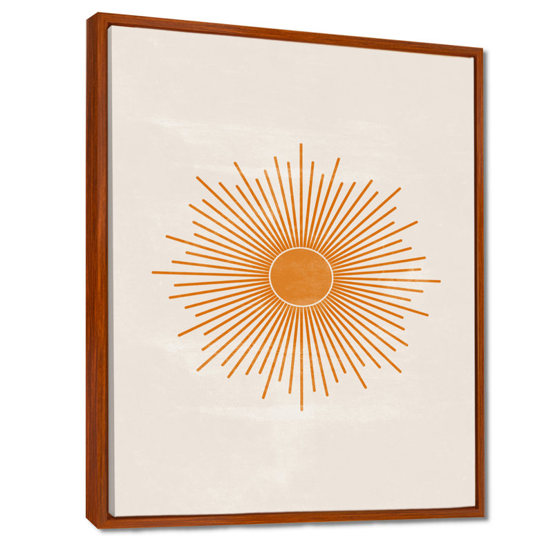 Soleil, art mural sur toile, impression graphique minimaliste orange - Orange Sun Print II, H 32 po x l 16 po, Cadre flottant