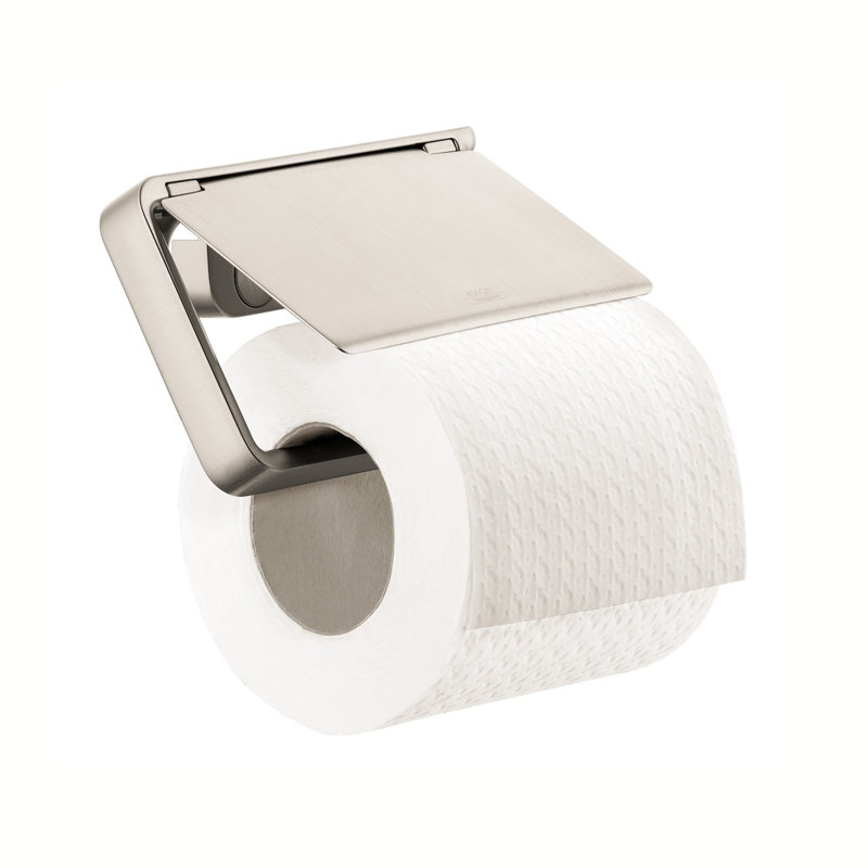 Wall Mount Toilet Paper Holder with Cover, Brushed Nickel