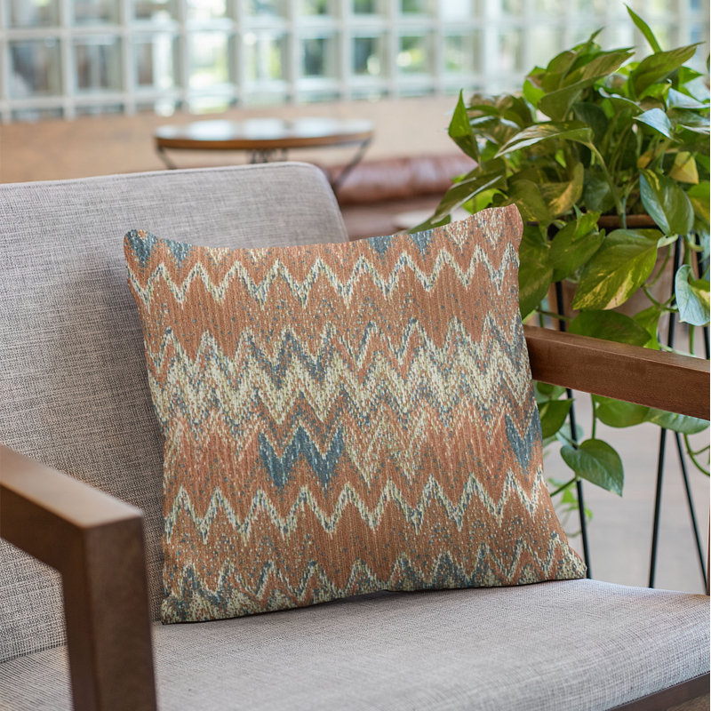 Wave Chevron Outdoor Reversible Throw Pillow, 18" x 18"