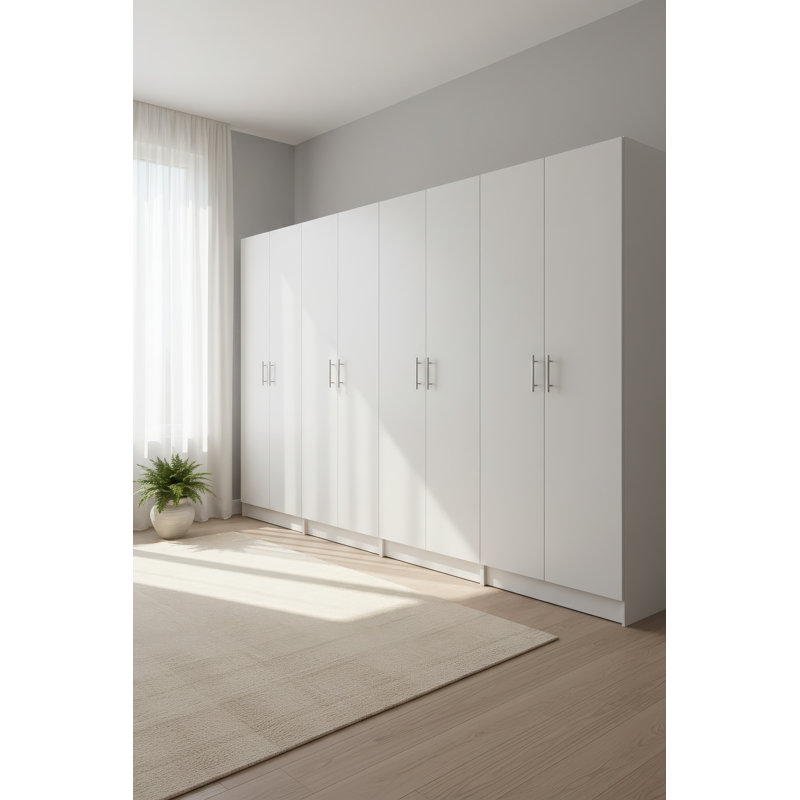 Armoire de rangement polyvalente blanche Modex (ensemble de 4 pièces), 70,9 po H x 126 po L x 15,7 po P, Blanc