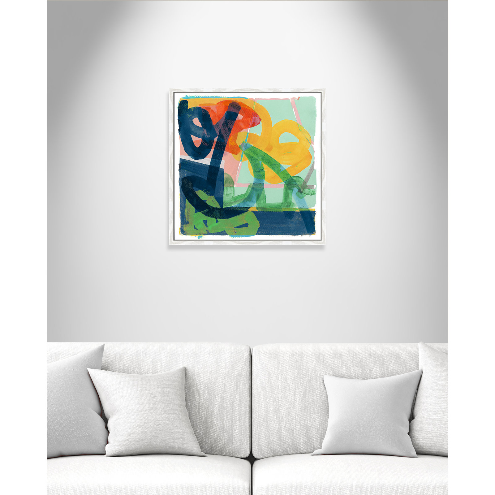 Dwyer "Link" Painting by Cartissi, White Framed, 23.5" H x 23.5" W x 0.75" D