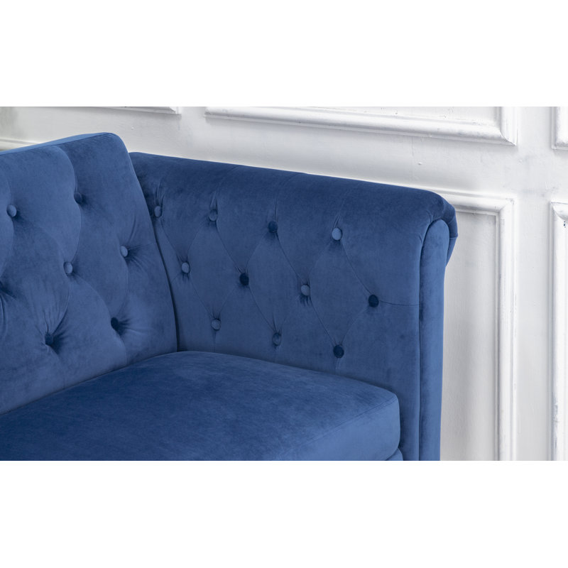 Selene 3 Seater Velvet Sleeper, Blue