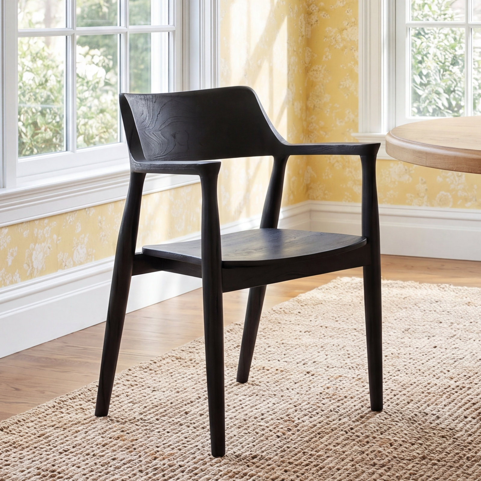 Delevan Teak Dining Chair, Black