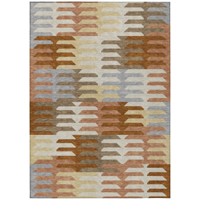 Machine Washable Indoor/Outdoor Aten ACN2328 Geometric Rug