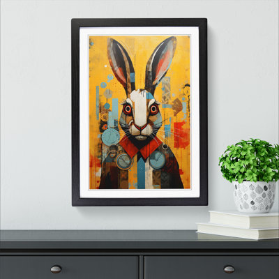 XYZ-FRM-V1223-5331 Rabbit Constructivism - Single Picture Frame Print on Wood