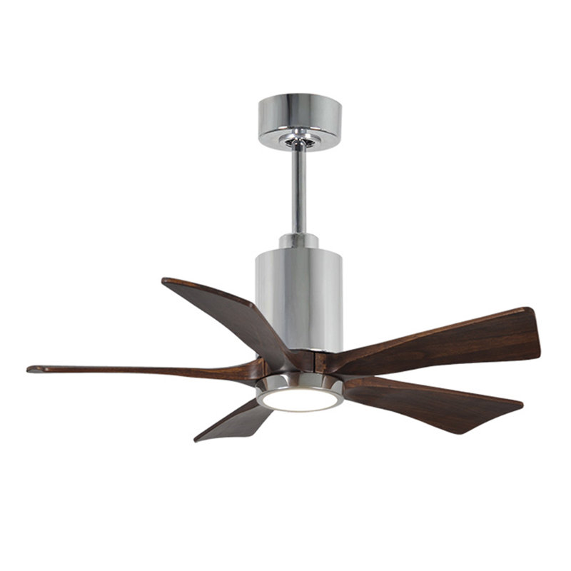 Patricia LED Downrod Ceiling Fan, Polished Chrome, Walnut Tone