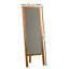 Miroir élégant avec tablettes 21,7 po x 67,0 po | 100% bois de pin massif au fini chêne traditionnel | Montage mural, conception assemblée | Parfait pour les chambres à coucher et les vestiaires, style classique et fonctionnalité-753023015