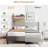 Corduroy Upholstered Wingback Queen Size Platform Bed Frame, Charging Station, LED Lights-2005853182-2005853170
