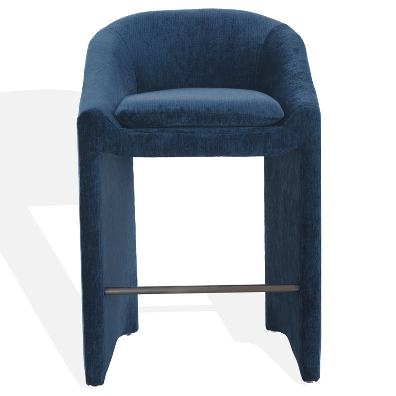 Kagan Chenille Counter Stool, Bar Stool (30.7" Seat Height), Navy