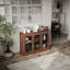 Buffet, l 46,5 po x P 11,75 po x H 31,25 po, 1 pièce, buffet, noyer, avec 3 portes décoratives en métal