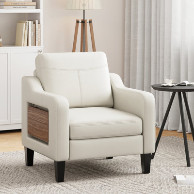 Lambertville Wide Upholstered Accent Chair Faux Leather Armchair