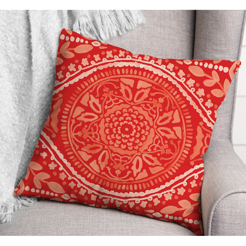 Housse et insert de coussin extérieur d'extérieur, Rouge, Floral 1