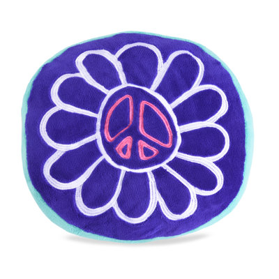 Peace and Love Embroidered Reversible Throw Pillow