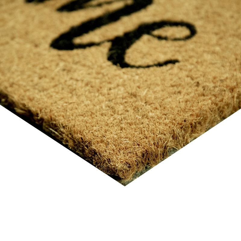 Clara Black Home Sweet Home Non-Slip Outdoor Coir Doormat, 18" W x 30" L