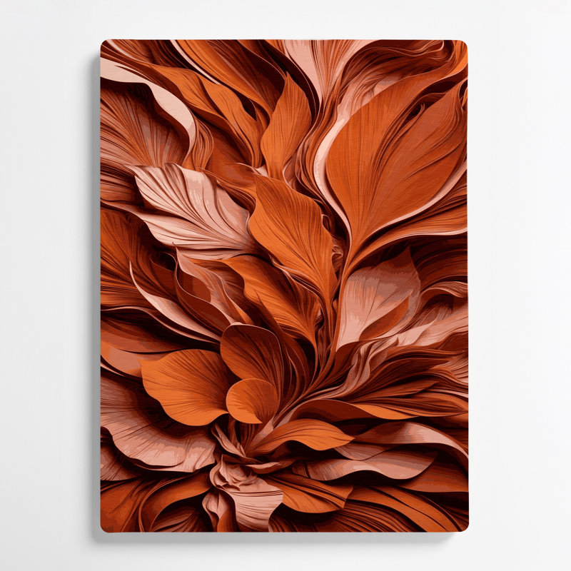 Abstrait floral rouge 96, art mural en métal, H 11 po x l 14 po