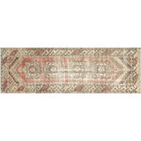 One-of-a-Kind Hand-Knotted 1960s 3' x 9'4" Runner Wool Area Rug in Red/Beige