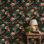 Papier peint floral perroquets rétro