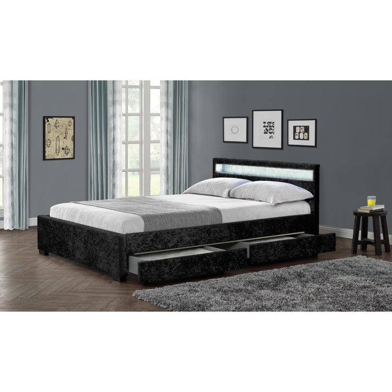 Comet Upholstered Ottoman Storage Bed, Double (4'6), Silver