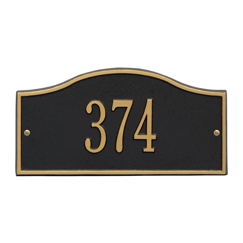 Rolling Hills 1-Line Wall Address Plaque, Black and Gold, Yes