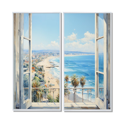 «California Shoreline Window View II», art mural industriel 2 pièces