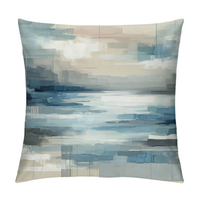 2 pièces écume de mer, menthe verte, bleu marine, océan abstrait, peinture d'art, fermeture à glissière cachée, coussins décoratifs 18 x 18 po